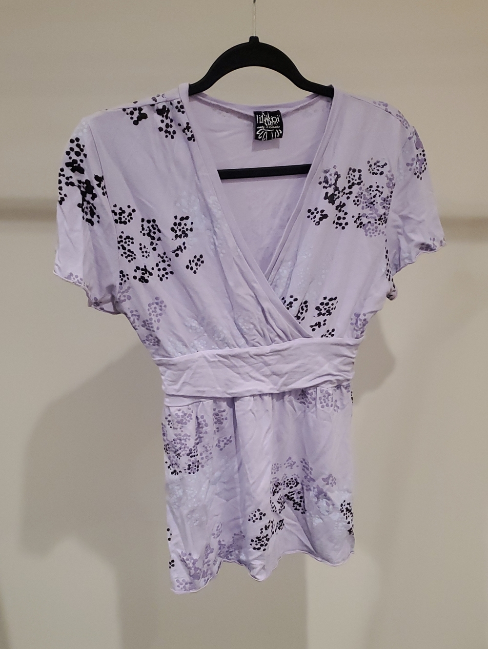 Lilikoi - Lilac Floral Wrap-Front Blouse